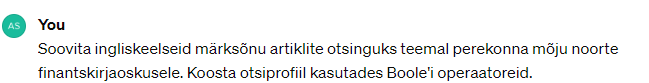 Chatgpt näide_you